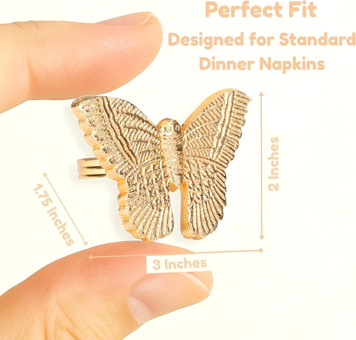 12 Pcs Gold Napkin Rings Set - Lightweight Metal Butterfly Bling Napkin Rings Guest Napkin Buckle