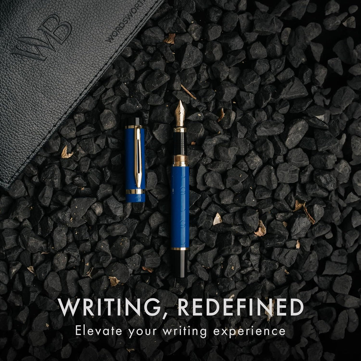 Wordsworth & Black Primori Fountain Pen Set [Blue Gold]; Fine Nib, Gift Case, 24 Ink Cartridges
