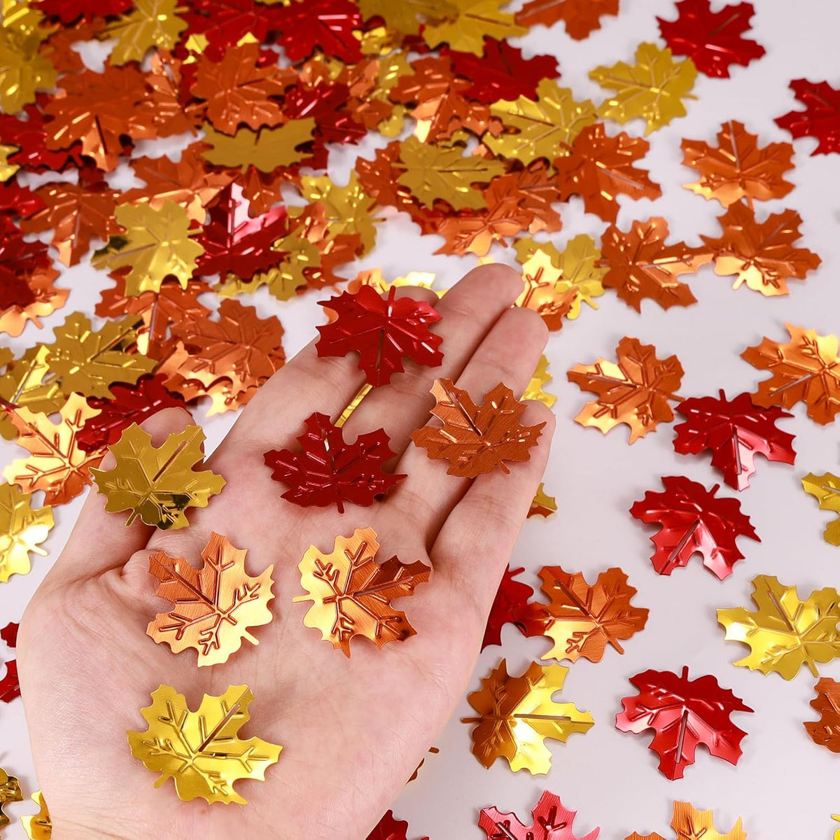 200 Pieces Fall Confetti, Thanksgiving Maple Leaves Acorn Sprinkles Foil Metallic Table Scatter
