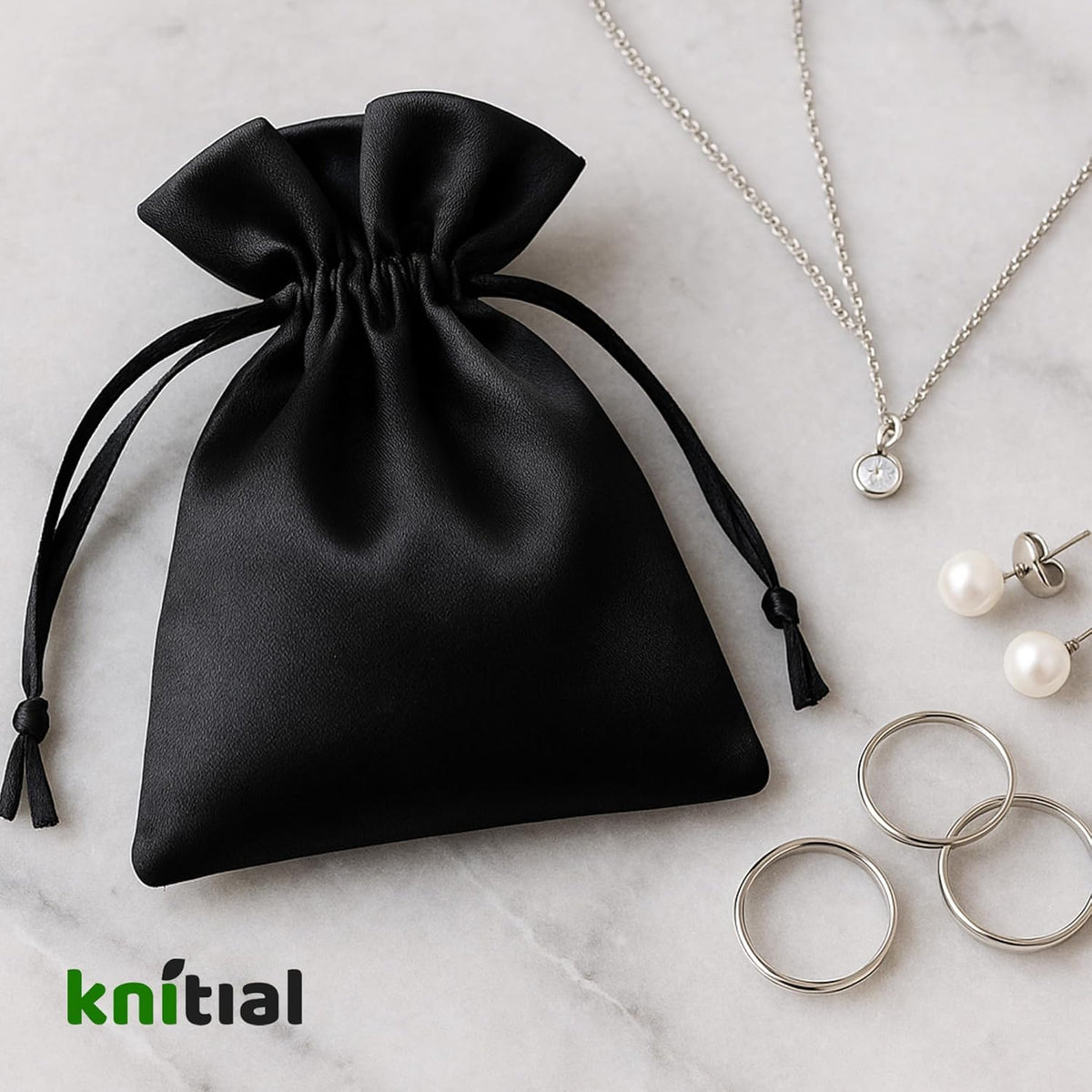 6" x 9" Black Satin Gift Bags, Jewelry Bags, Wedding Favor Drawstring Bags Baby Shower Christmas 50