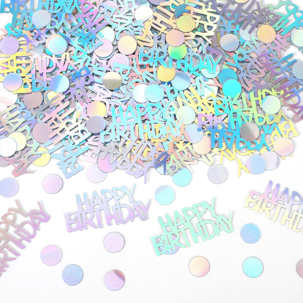 MARFOREVER Iridescent Happy Birthday Confetti, Birthday Party Confetti Metallic Foil Sprinkles