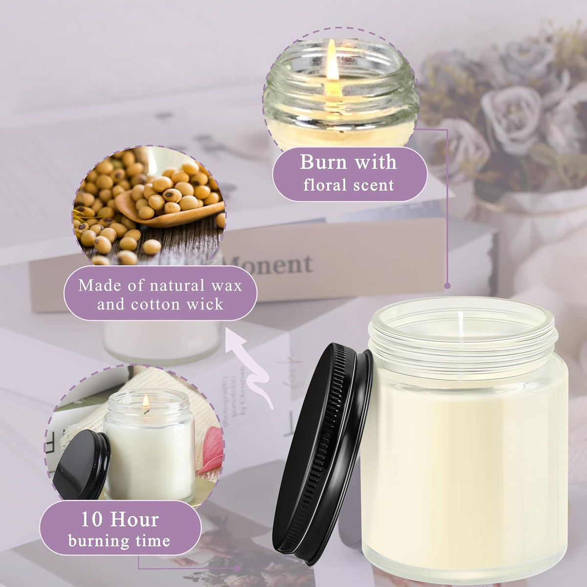 ACITHGL 36 Pcs 4oz Mini Mason Jar Candles Small Scented Candles Bulk Aromatherapy Ideal Souvenir