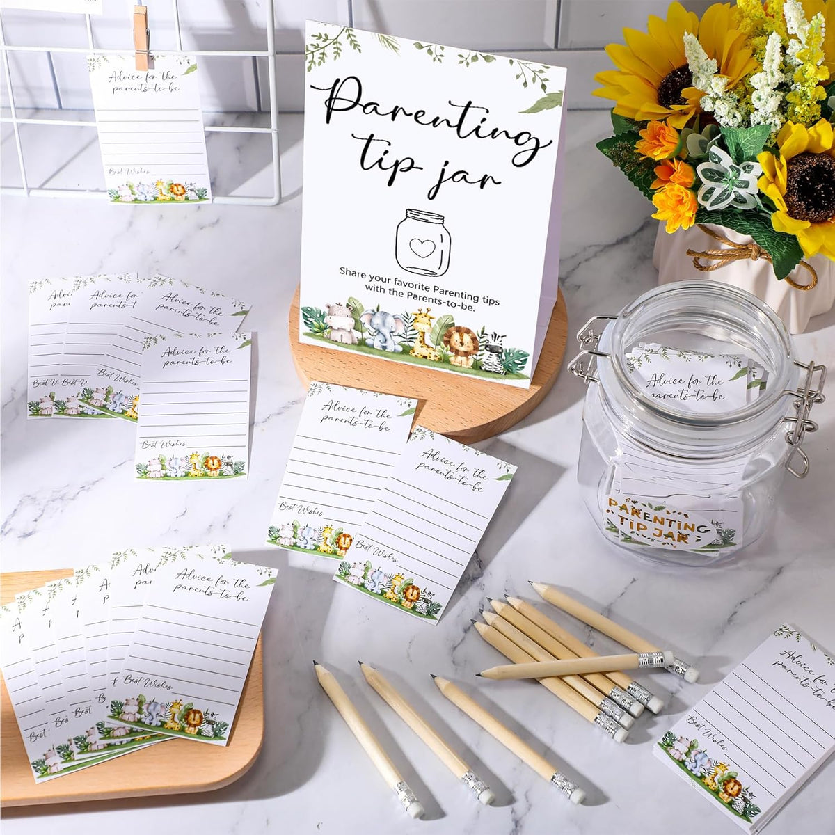 Roowest Baby Shower to Baby Advice Cards for New Parents to Be - Tip Jar Sign for New Parents 60