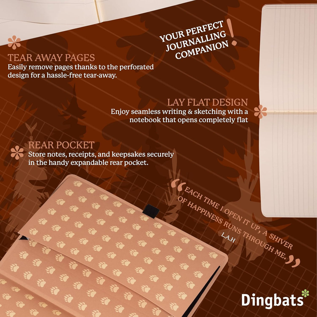 Dingbats A5 Wildlife Ruled Notebook Journal - Premium Vegan Leather Softcover Executive Journal for