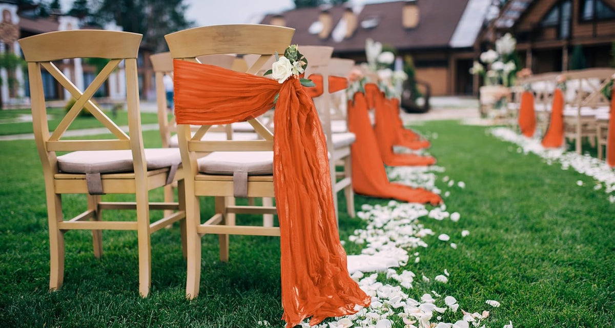 50 PCS Cheesecloth Chair Sashes, Bows Designed ChairSashes, 15.7x70 inch Chair Sashes for Aisle