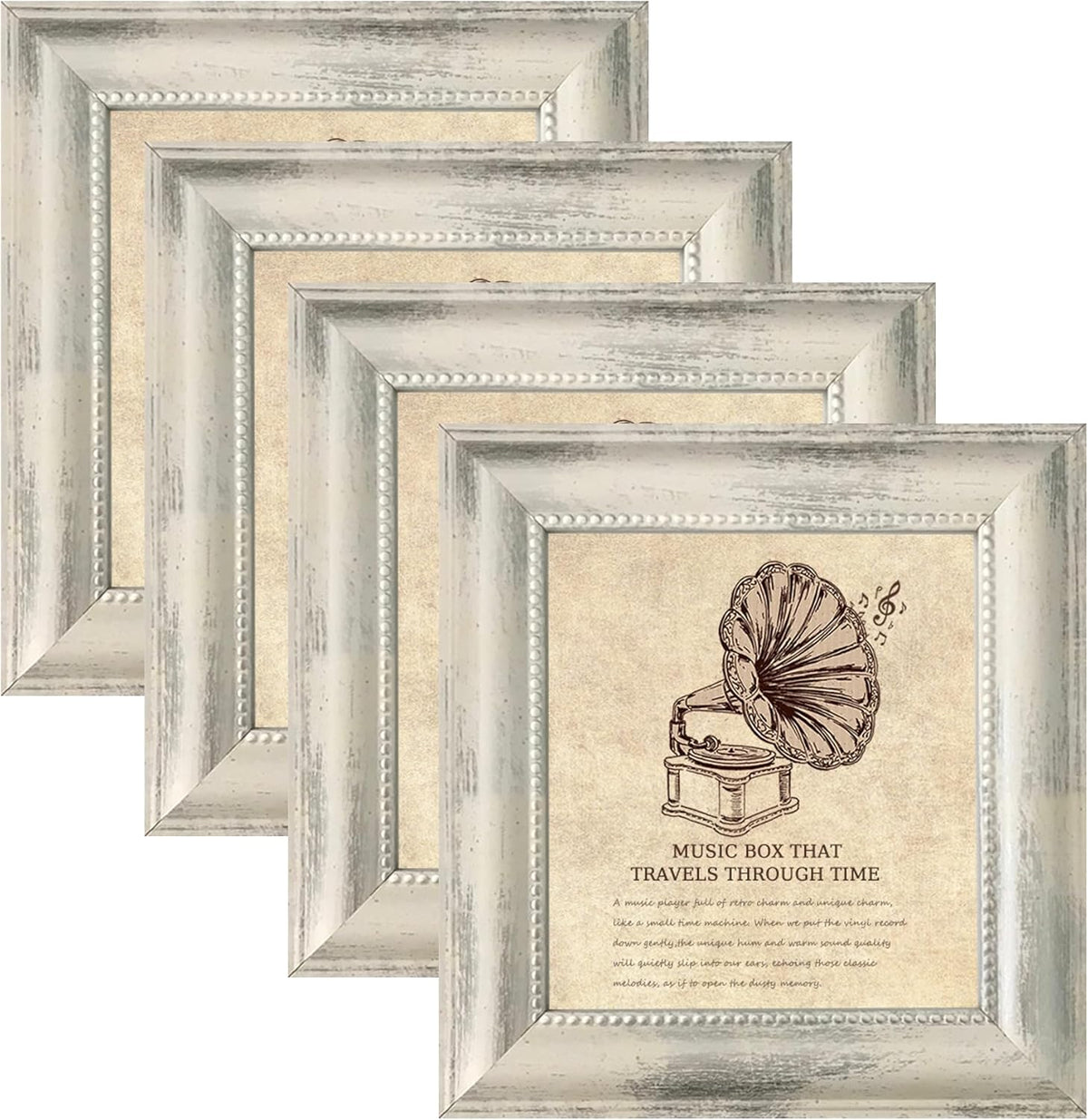 5x5 Picture Frames Set of 4 Vintage Photo Frame, Rustic Retro Photo Frame with Real