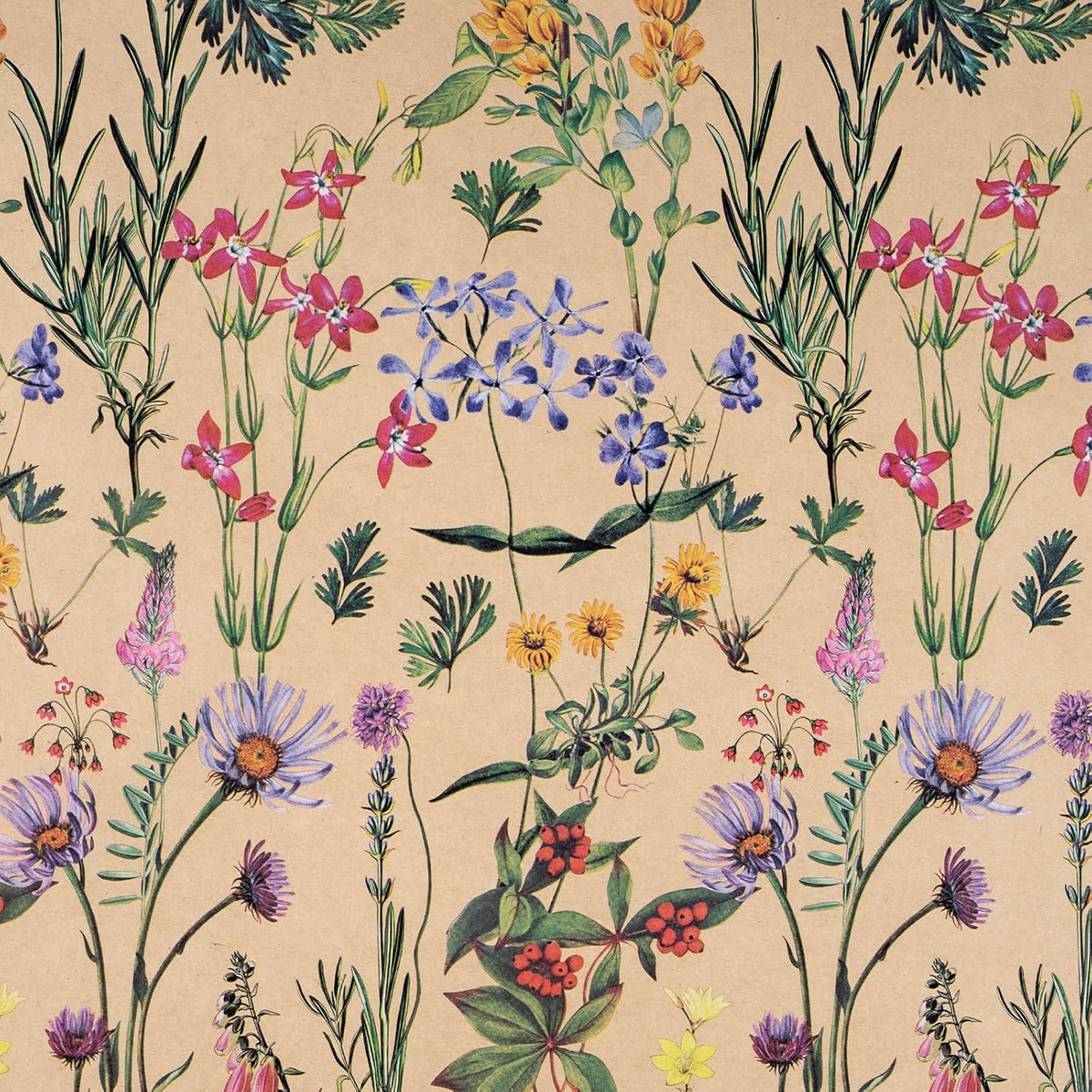 RUSPEPA Wildflower Floral Wrapping Paper Roll for Women, 17 Inches x 16. 4 Feet, Mini Roll, Herbal