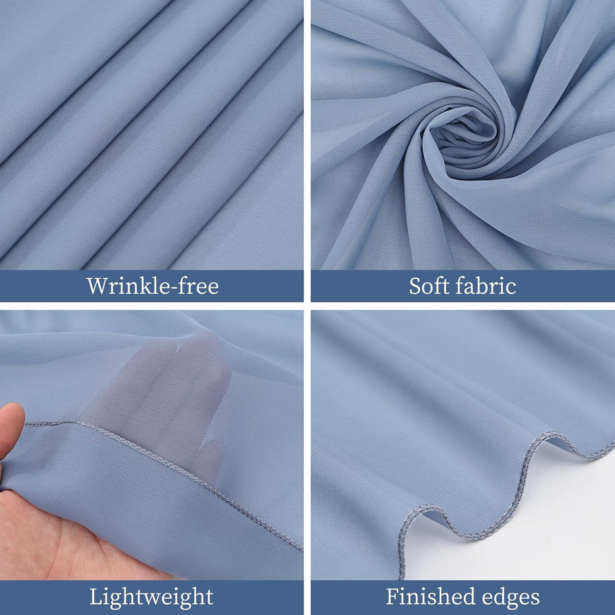 6 Panels Dusty Blue Wedding Ceiling Drapes 5ftx20ft Ceiling Drapes Chiffon Fabric Arch Draping