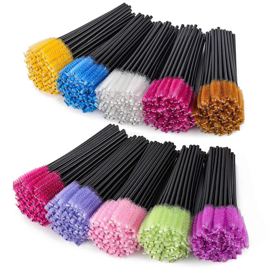BTYMS 500 Pieces Disposable Mascara Wands Eyelash Brush Brow Brushes Applicators Lash Spoolies for