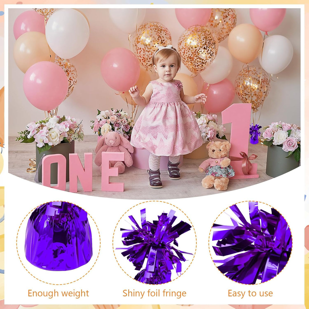 8 Pcs Purple Metallic Balloon Weights Holder Anchors Balloon Holder Weights for Helium Balloons