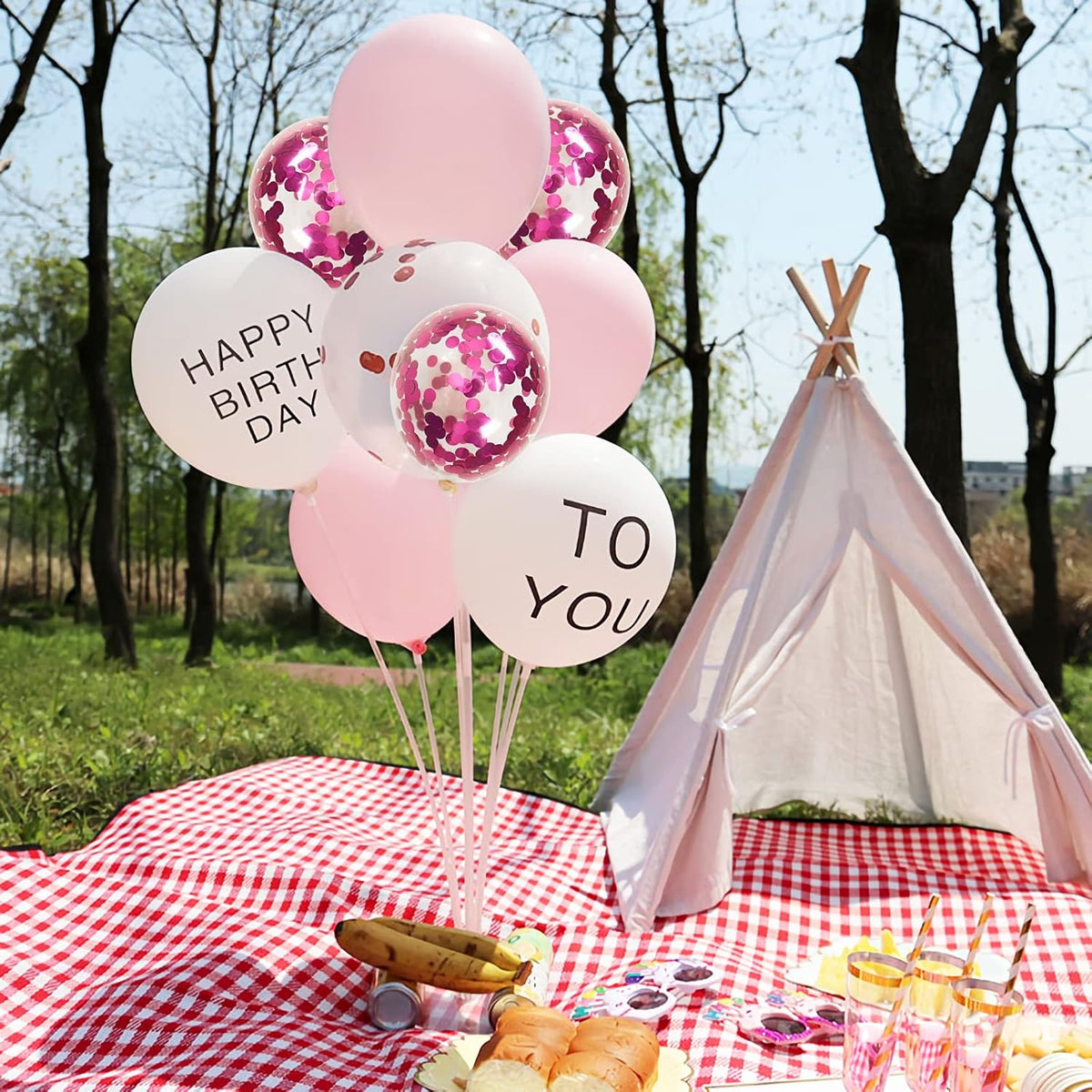 Hot Pink Confetti Balloons, 40 Pcs 5 Inch Clear Balloons with Confetti Inside for Graduation