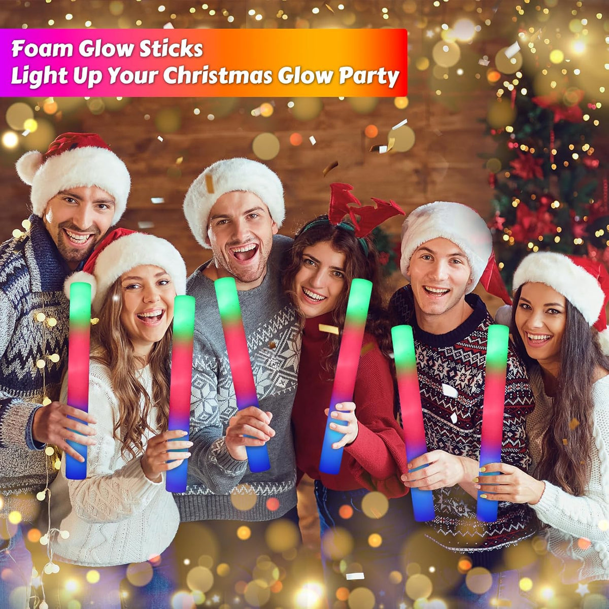 70 PCS LED Foam Glow Sticks Bulk, Glow in the Dark Party Supplies with 3 Modes Colorful Flashing