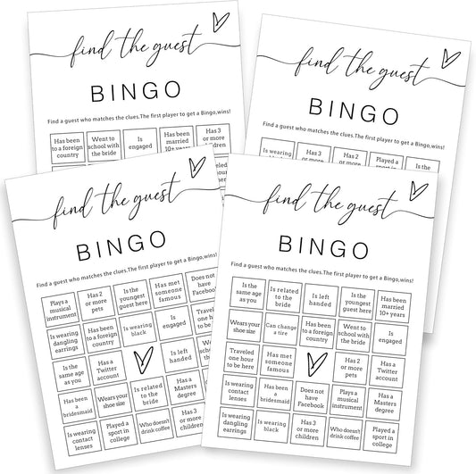 Fun Wedding Shower Bingo 25Pcs Prefilled Find The Guest Bingo Game Cards Engaging Bridal Party