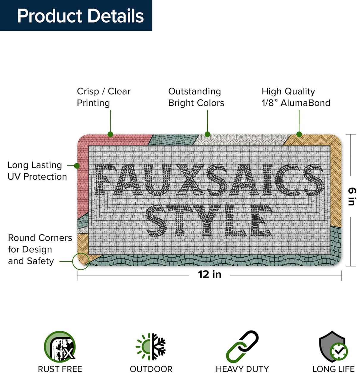 Custom Sign, Custom Street Sign, 11 Font Colors, 13 Font Styles, 4 Hole Options, 22 Sizes, 6x12