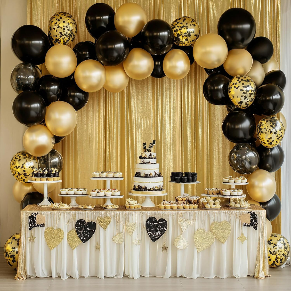 40ftx10ft Gold Sequin Backdrop Curtain Panels for Parties, Wrinkle Free Glitter Photo Backdrop