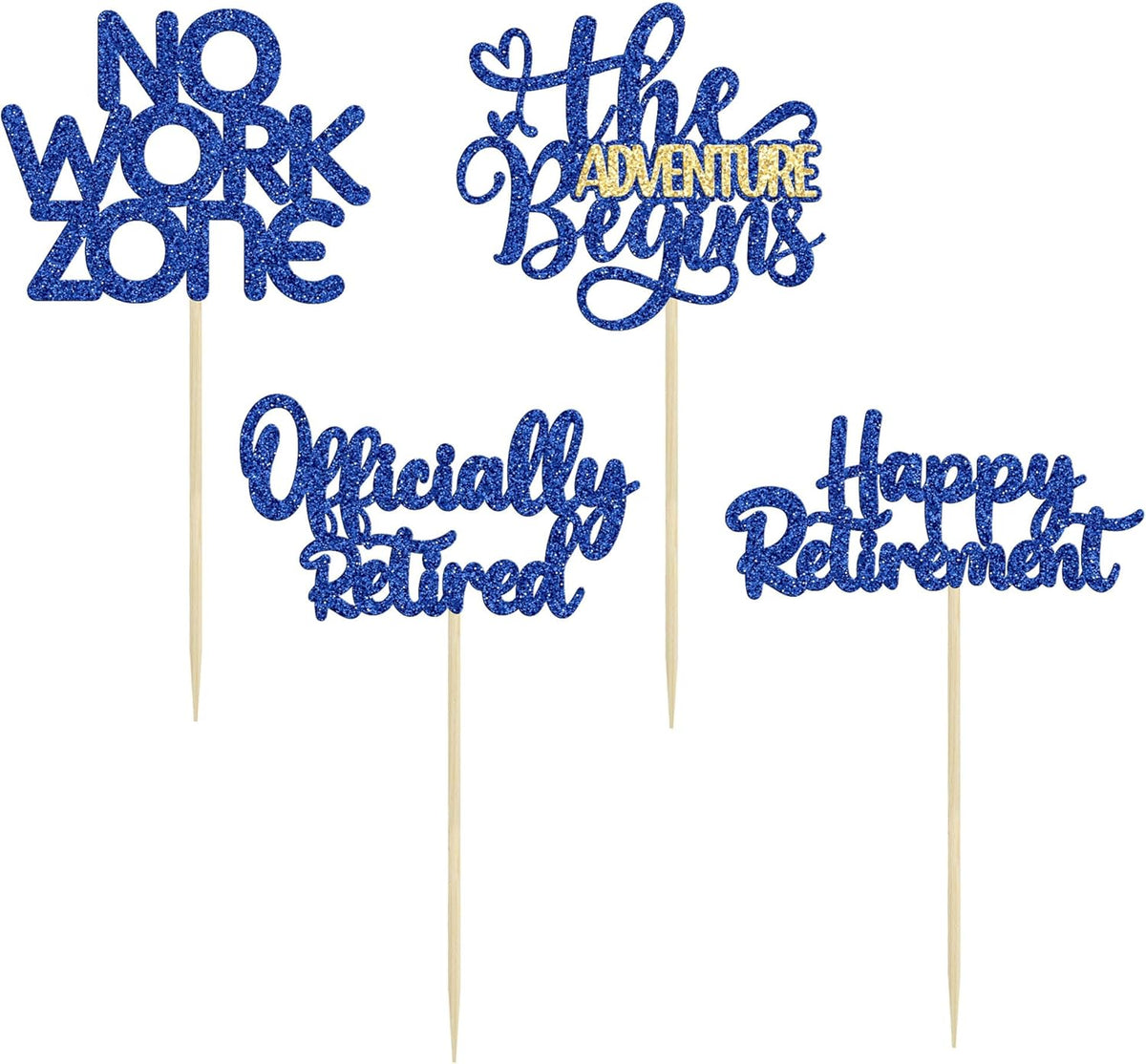 24Pcs Happy Retirement Cupcake Toppers Officially Retired Cake Toppers No Work Zone Adventure