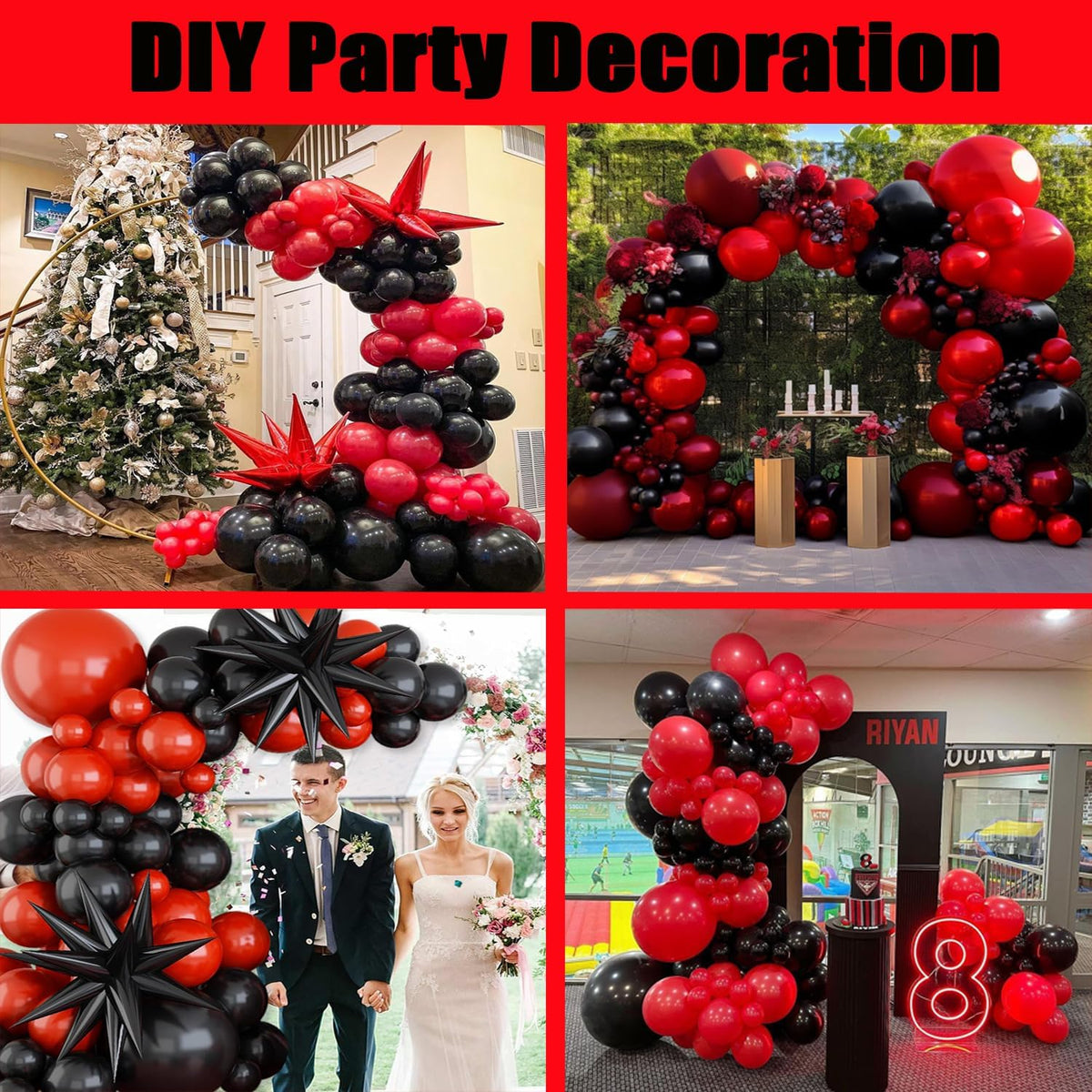 Red and Black Balloons, 70 Pack 12 Inch Black and Red Latex Balloons for Birthday Graduation