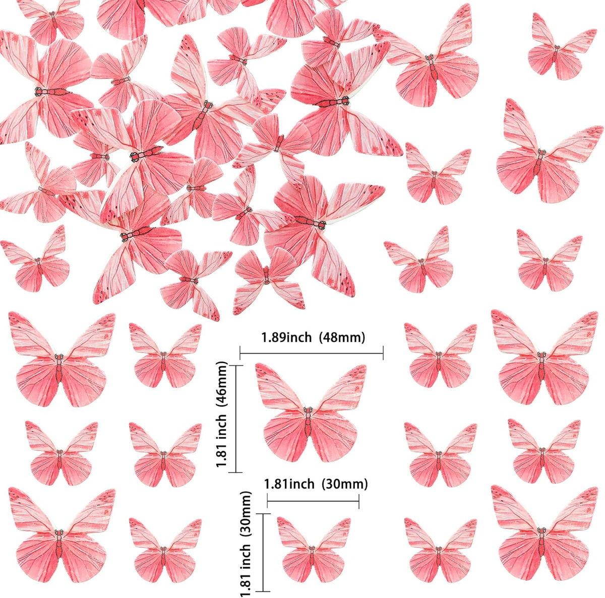 Ephlyn 72Pcs Edible Butterfly Cupcake Toppers 3D Realistic Butterfly Cake Picks Cute Cupcake
