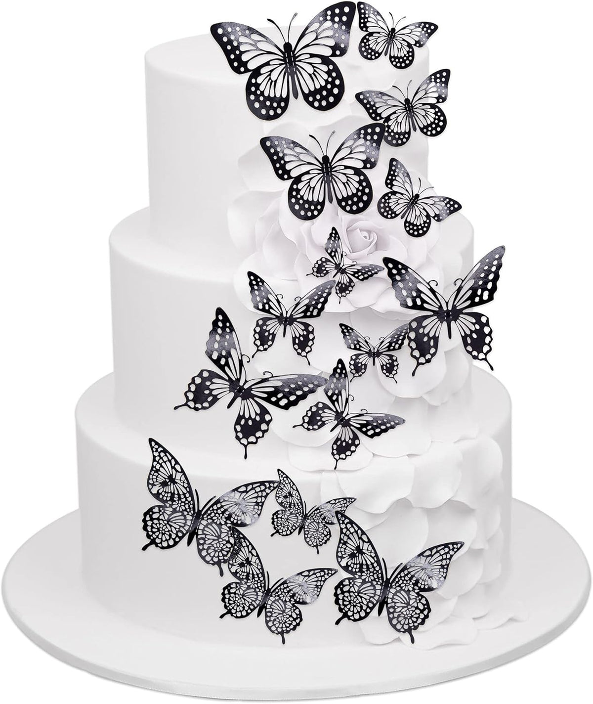 Gyufise 36 Pack Black Laser 3D Butterfly Cupcake Toppers Hollow Cake Decorations for Birthday