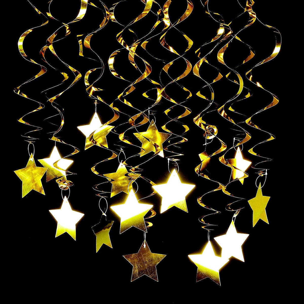 BEISHIDA Gold Star Hanging Swirl Decorations,Hanging Gold Party Supplies for Graduation Wedding