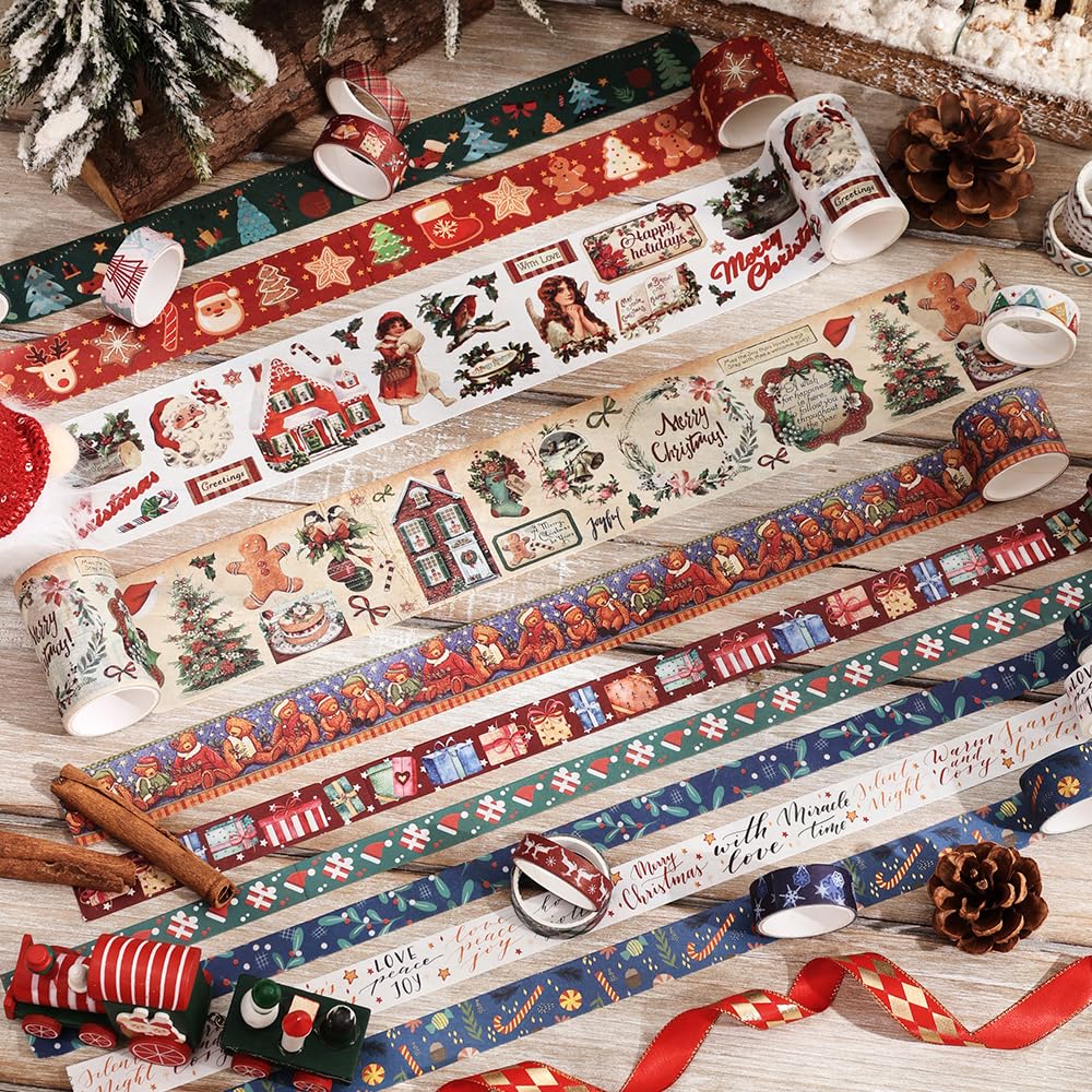 20 Rolls Christmas Theme Washi Tape Set, Writable Decorative Tapes for Scrapbooking, Bible