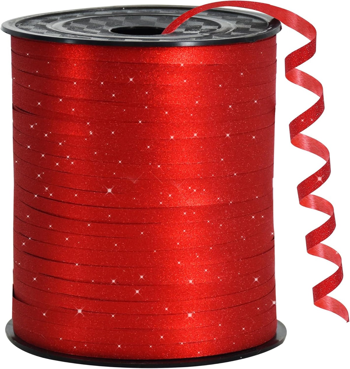 BEISHIDA 500 Yards Red Glitter Ribbon Curling Crimped, Glitter Ribbon Balloon String Shiny for