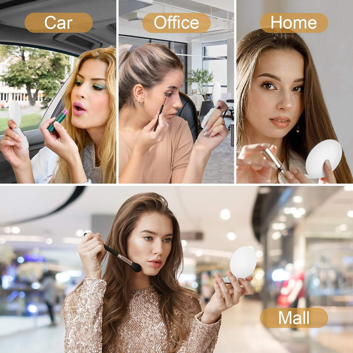 Compact Mirror with Light, 1X/3X Magnification LED Pocket Mirror with USB Data Cable,Mini Mirror