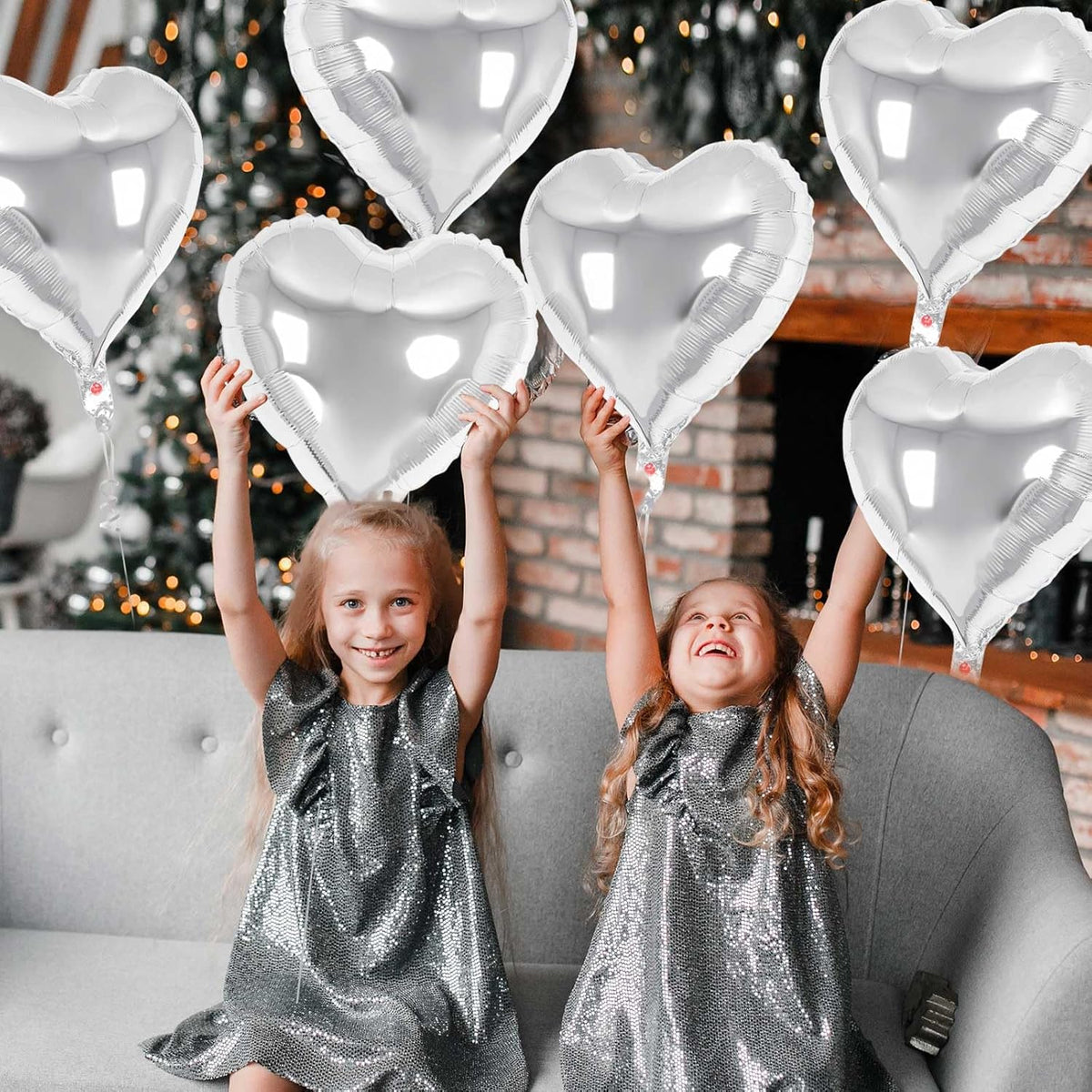 24 Pcs Silver Heart Balloons,18 inch Heart Shape Foil Balloons Love Balloons Valentine Balloons for