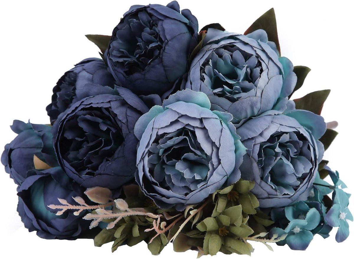 Kimura's Cabin Fake Peonies 2Bouquets Faux Silk Flower Vintage Artificial Peony Face Flowers