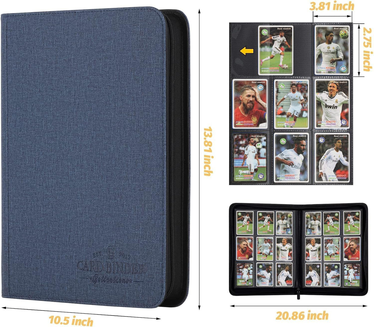 Trading Card Binder, Card Collection Binder with 540 Side Loading Pockets, 9 Pocket Album Folder