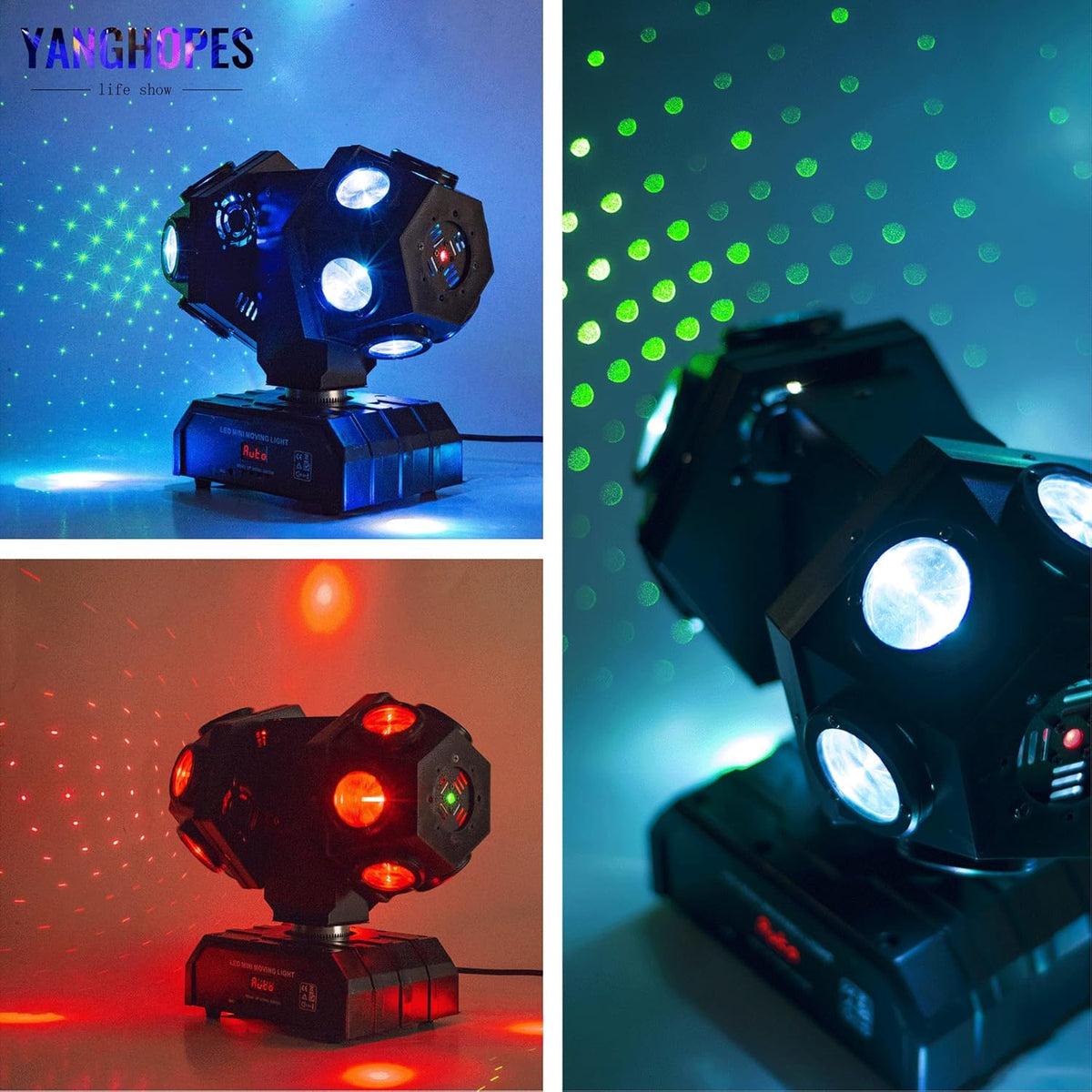 Moving Head DJ Light with Rotating Beam - Stage Light, Sound Activated, DMX512, Perfect for DJ