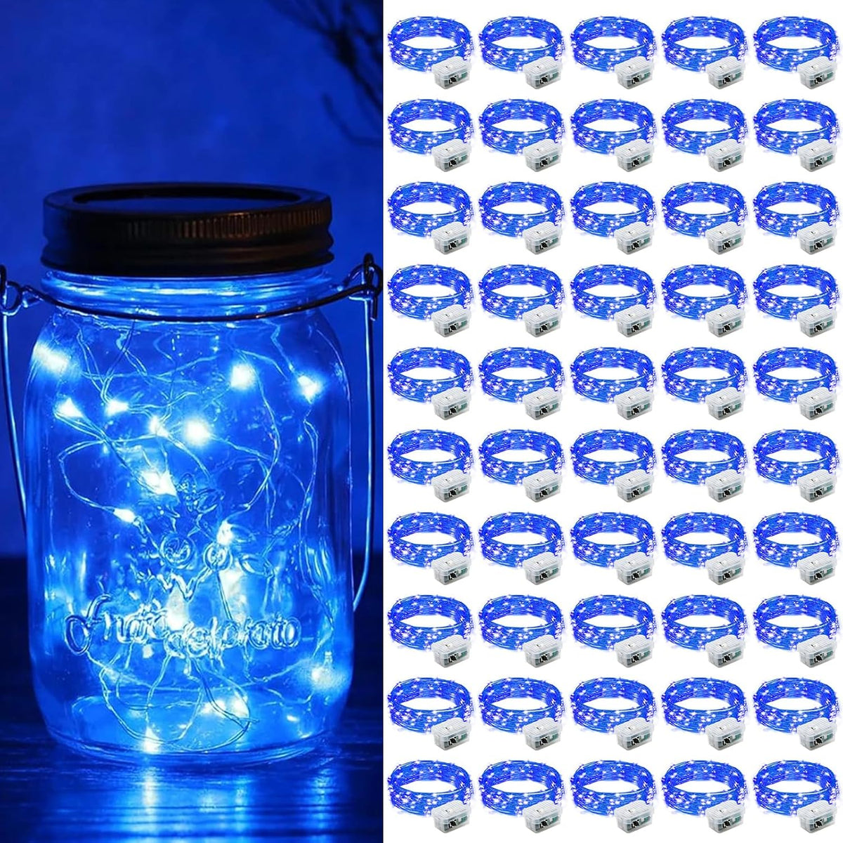 ZGWJ 50 Pack Fairy Lights Battery Operated, 7ft 20 Mini LED Fairy String Lights Silver Wire 3 Modes