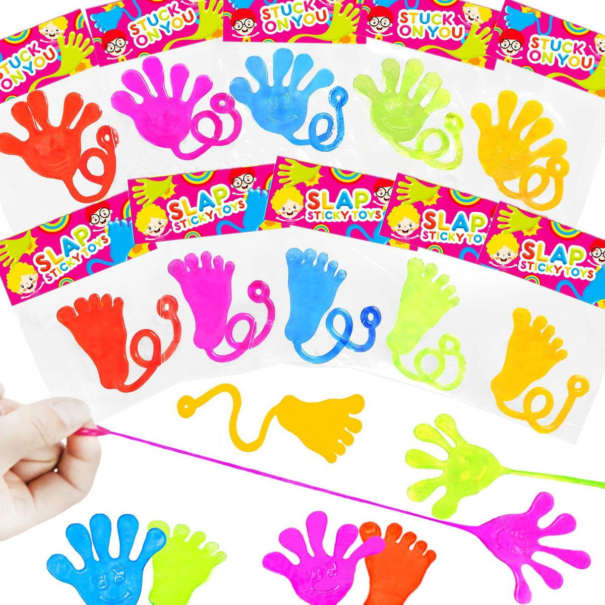 Bulk Toys Gifts for Kids Prizes (60 PCS), Halloween Large Sticky Hands & Feet Party Favors Supplies