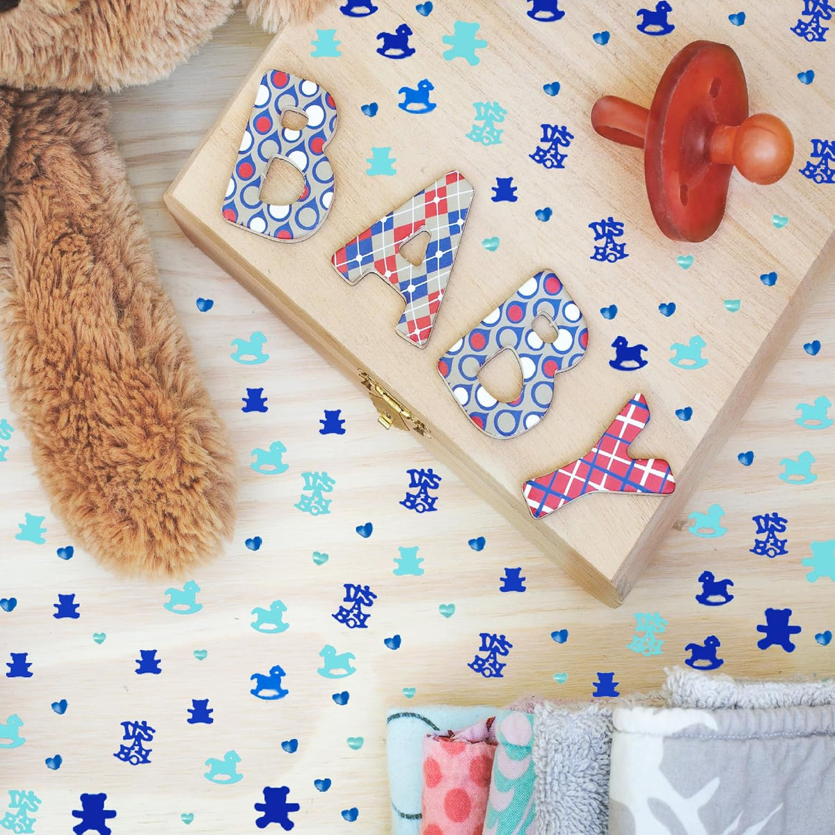 Confetti Boy Sequins Table Confetti Metallic Foil Sprinkles or DIY for Baby Shower Birthday Party
