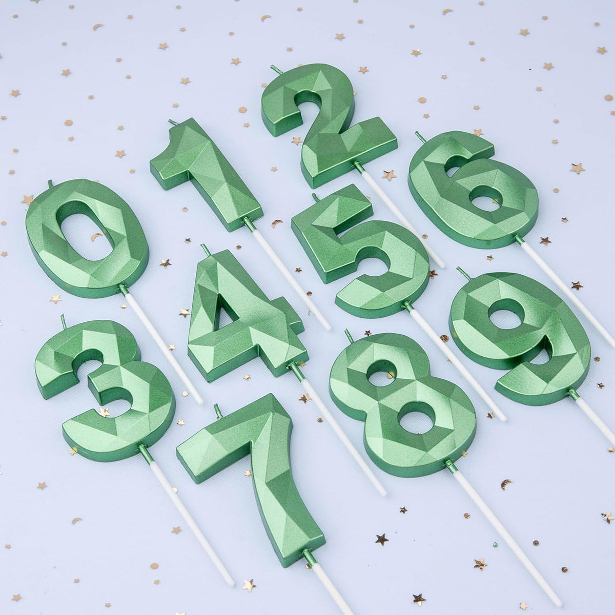 PHD CAKE 2.76 Inch Crystal Green 8 Number Cake Candle, Numeral Birthday Candles, Green Number