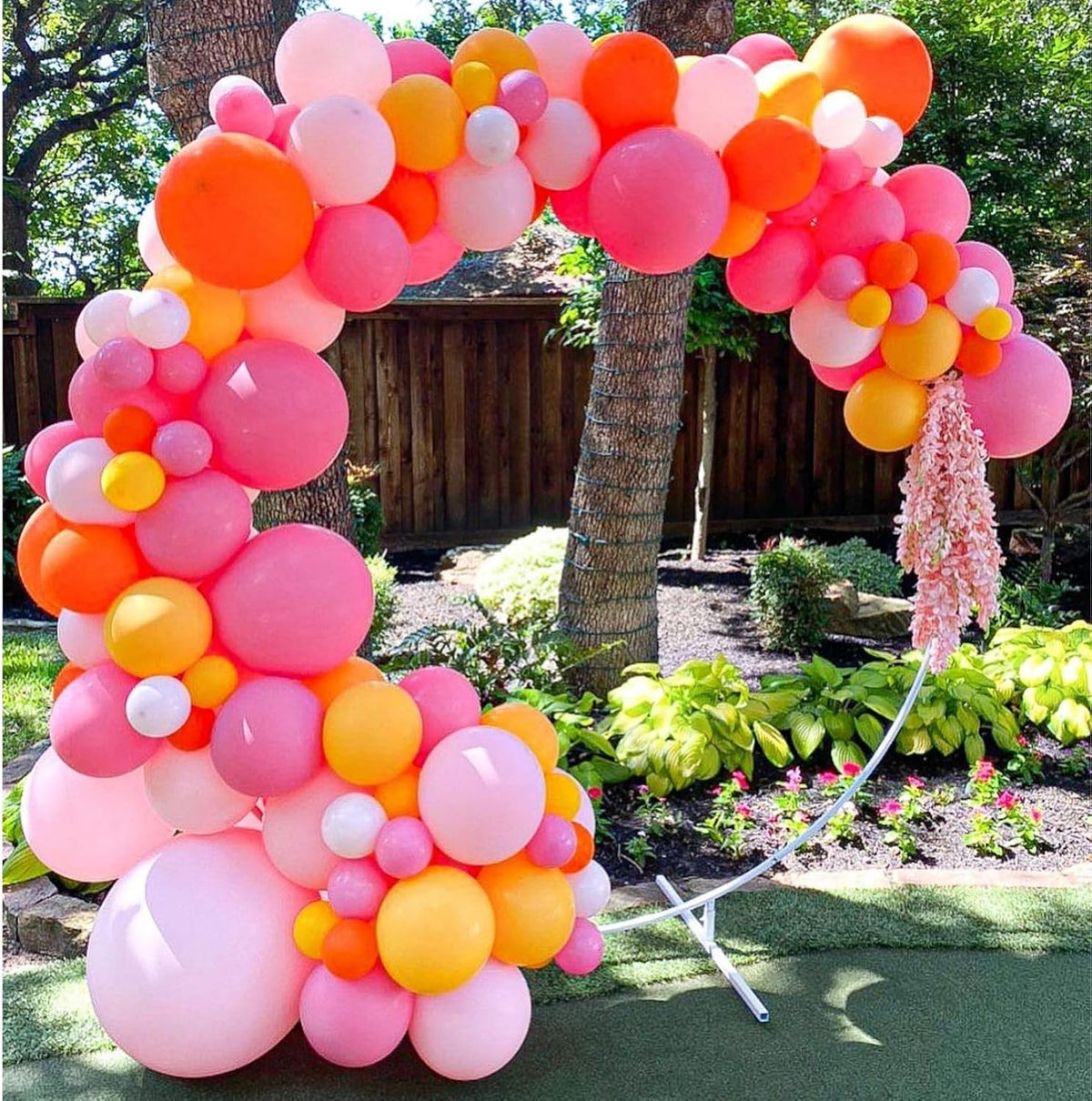 Paready Pink and Orange Latex Balloons, 60 Pcs 12 Inch Hot Pink and Yellow Autumn Balloons for