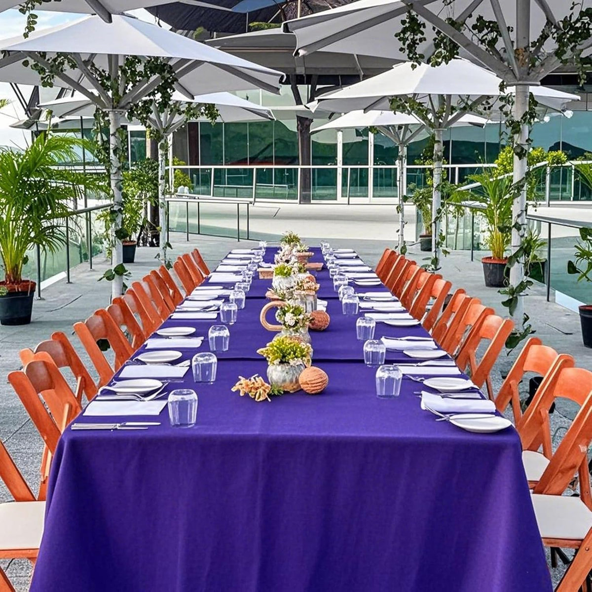8 Pack Purple Tablecloth 60 x 102 Inch Rectangular Tablecloths for 6 Foot Rectangle Tables, Wrinkle
