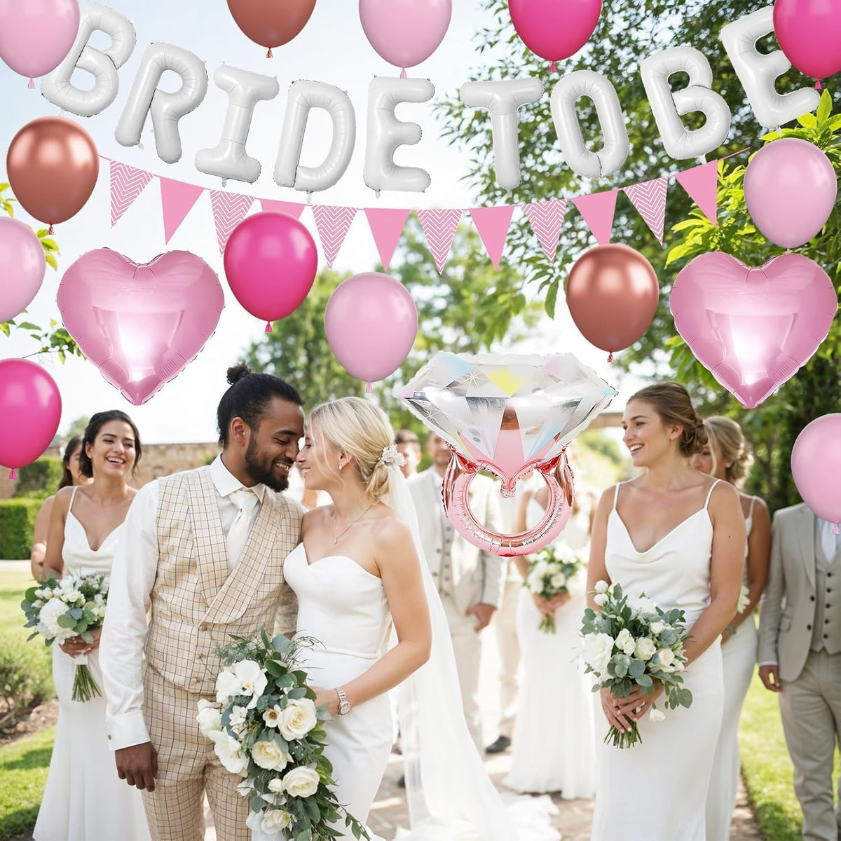 Pink White Bachelorette Party Decorations, White Bride To Be Bridal Shower Balloons Decorations