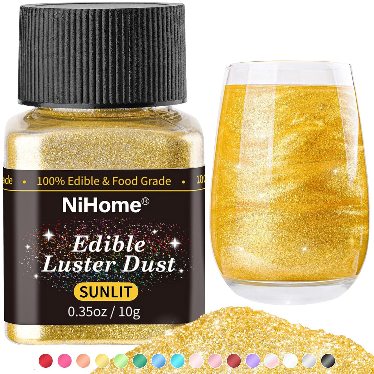NiHome Edible Food-Grade Glitter Powder Glimmer Luster Dust Metallic Fancy Food Decorating Sprinkle