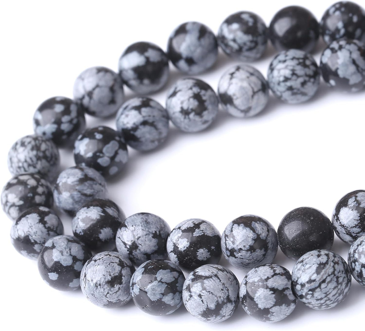 Snowflake Stone Beads for Jewelry Making DIY Craft Gemstone Beads Kit (6mm, 60pcs) Smooth Healing