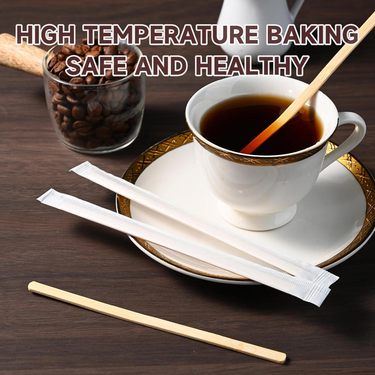 VIWIK 500 Pack Coffee Stirrers 5.5 Inch Coffee Bar Accessories - Individually Wrapped Wood Bamboo