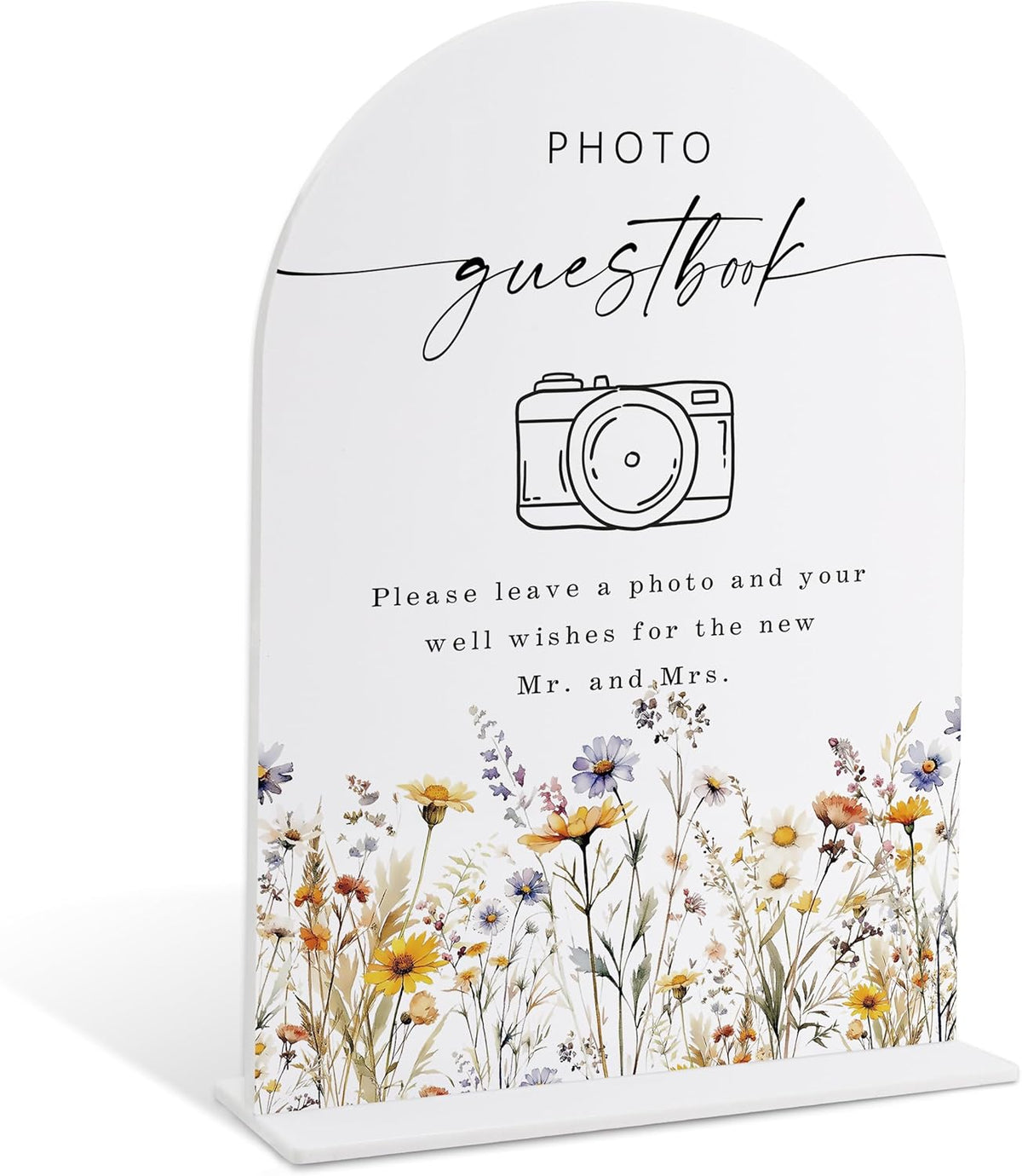 Wedding Signs for Ceremony and Reception, Boho Floral Acrylic Photo Guestbook Sign, Wedding Signage