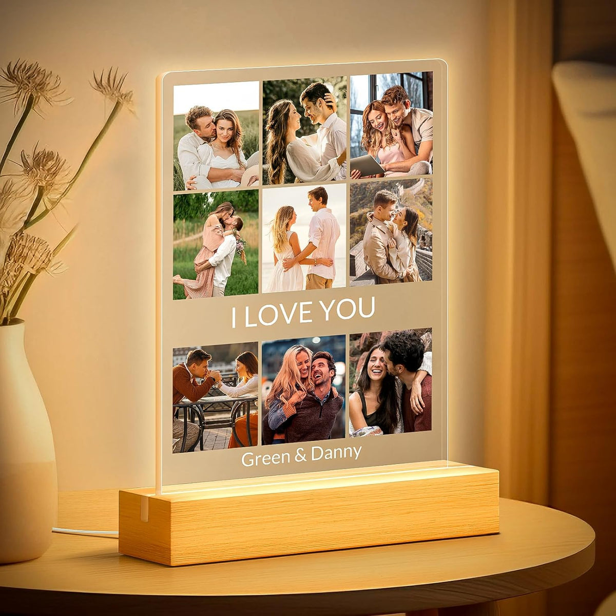 Custom Picture Frames with Photo, Personalized Photo Frame with Night Light, Customized Picture