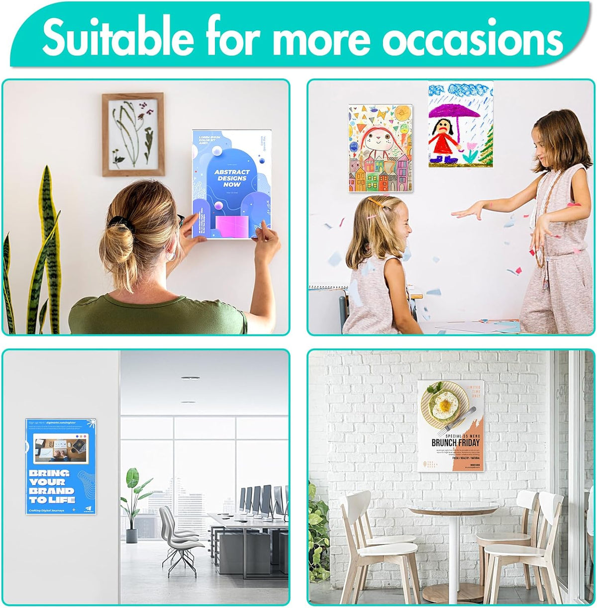 Aheroi 30Pcs Acrylic Sign Holder 8.5 x 11, Clear Wall Sign Holder 8.5 x 11 Wall Mount with 60 Tape