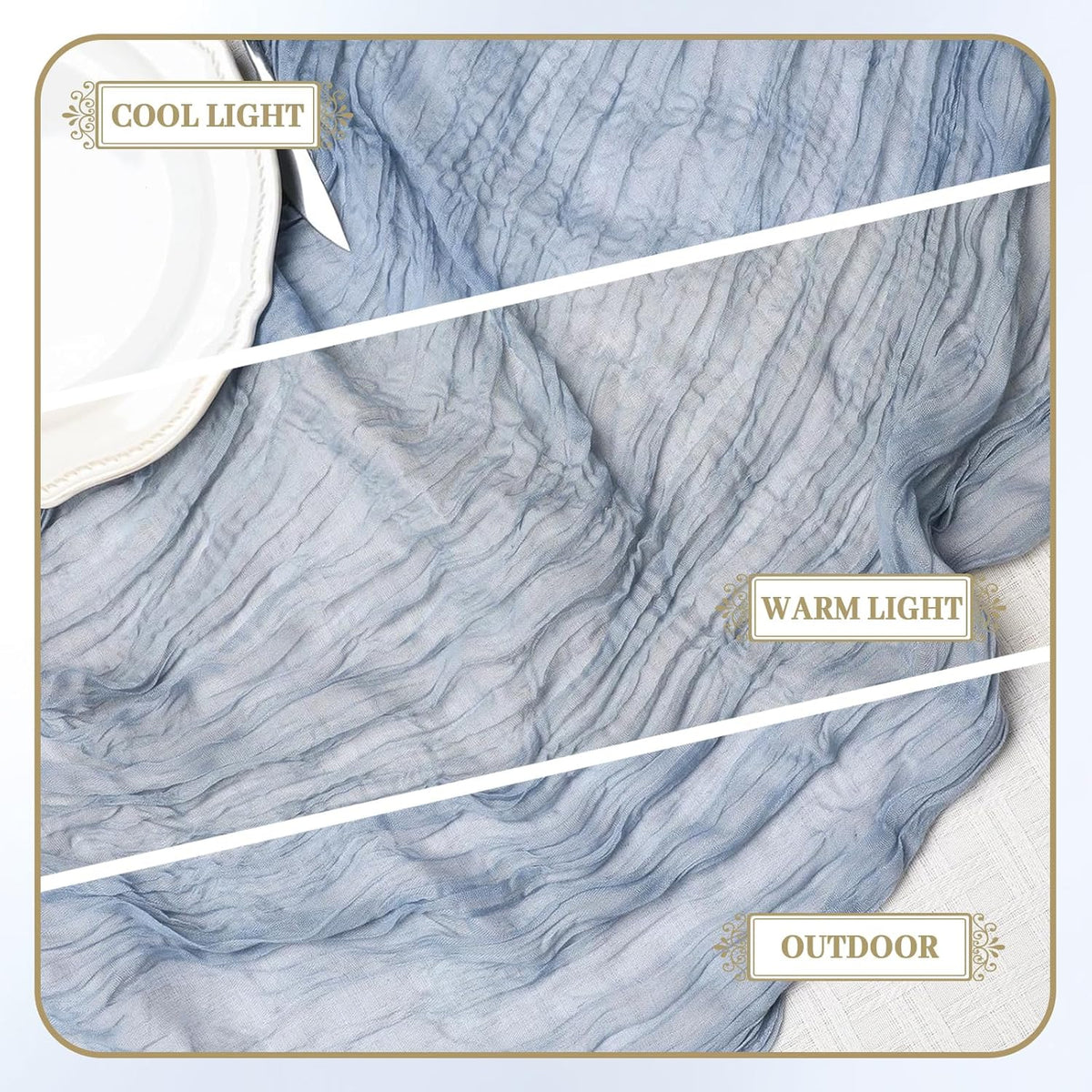 Le courant 12pcs 10Ft Cheesecloth Table Runner, Rustic Boho Gauze Cheese Cloth Runner Table Runner