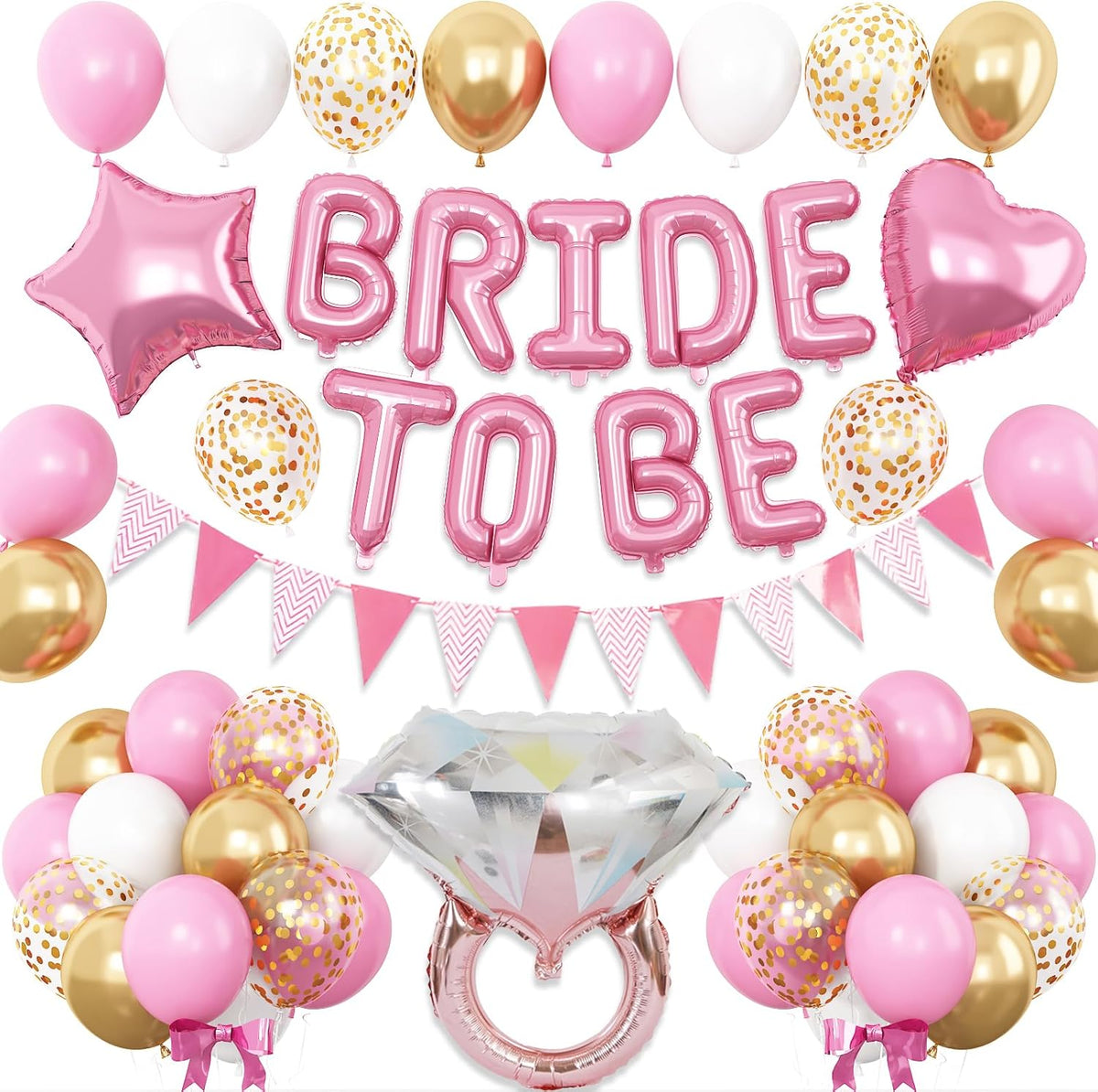 Pink and Gold Bachelorette Party Decorations, Pink Bride To Be Bridal Shower Balloons Decorations