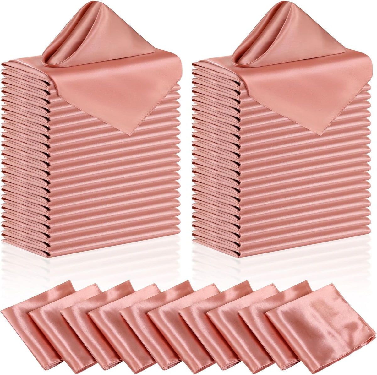 Manyshofu 60 Pieces Rose Gold Satin Napkins - 20x20 Inches Cloth Napkins, Square Satin Fabric
