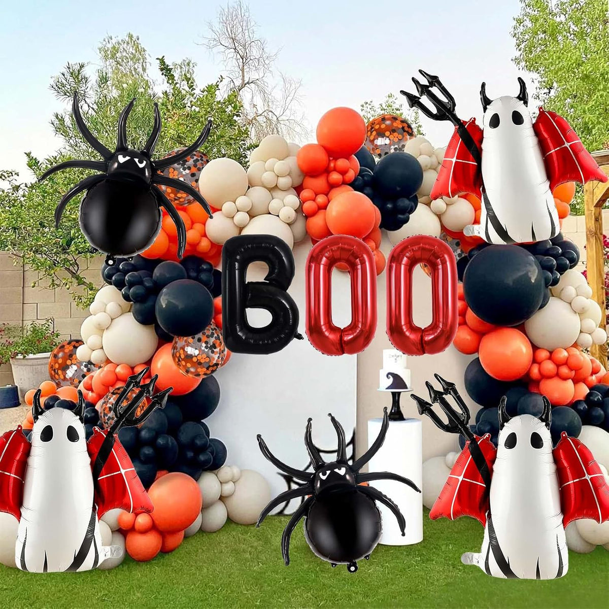 Halloween Balloons Decorations, Red Boo Letter, Devil, Spider Foil Balloon for Halloween Party