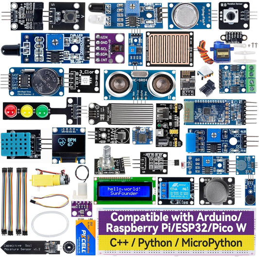 SunFounder Universal Maker Sensor Kit Compatible with Arduino Mega 2560/Uno R3/R4 Minima/WiFi Nano