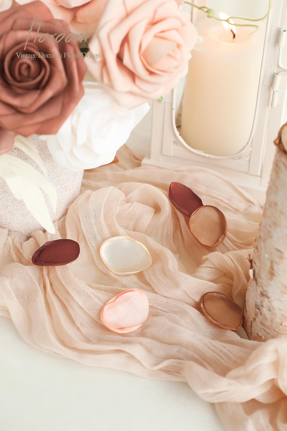 Floroom 300pcs Rose Petals Earth Tones Brown Faux Silk Flower Petals for Wedding Flower Girl Basket